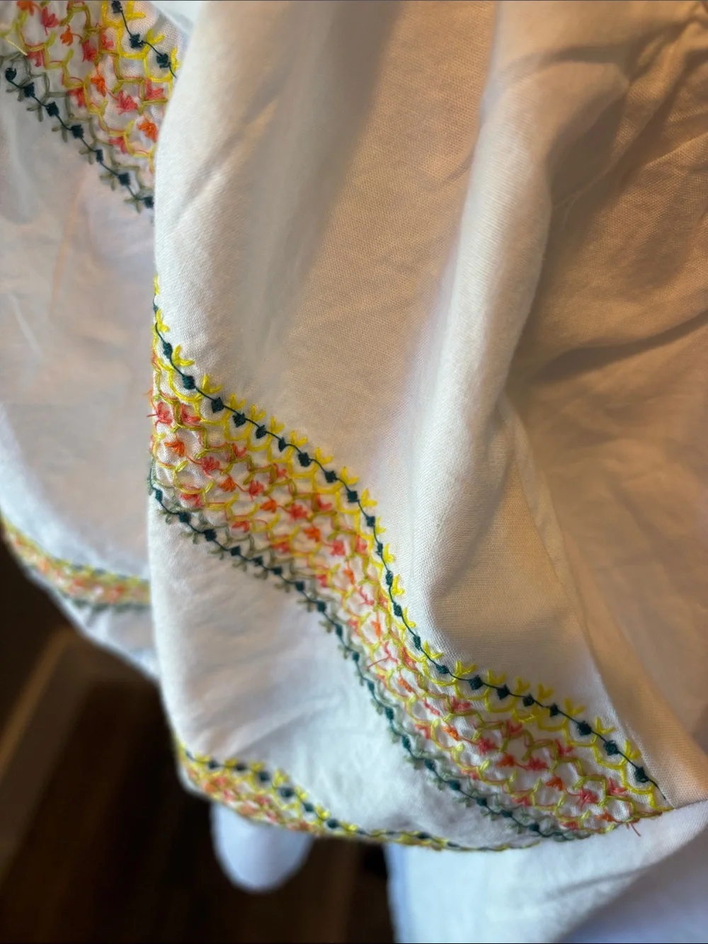 NWT Loft (Size XL) White Embroidered V-Neck Women’s Cotton Peasant Top